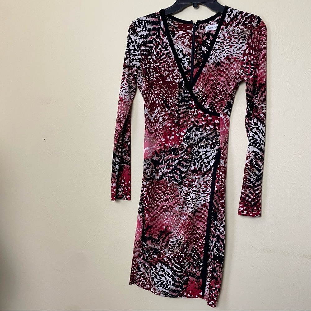 Calvin Klein Multi Colors Wrap Style Knee Hi Dress  Sz 2 - Picture 12 of 13
